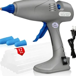 Hot Glue Gun, Full-Size Glue Gun 80 & 120W, Stand-Up Large Glue Guns Anti-Dripping Dual High Temp Hot Melt Glue Gun With 12 Glue Sticks for Craft Art Creative Office Decor DIY Quick Repairs