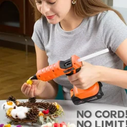 Hot Glue Gun, 20V Cordless Glue Gun with 30 PCS Full Size Sticks, Drip-Free Fast Heating Glue Gun Kit for DIY&Crafts, Repair and Construction, Rechargeable Battery and Charger Included