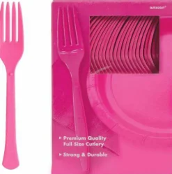 Hot Pink Plastic Forks - 50 Forks/Pack
