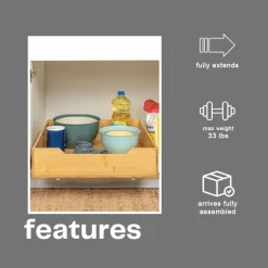 Household Essentials Glidez Bamboo & Steel Slide-Out Storage Organizer