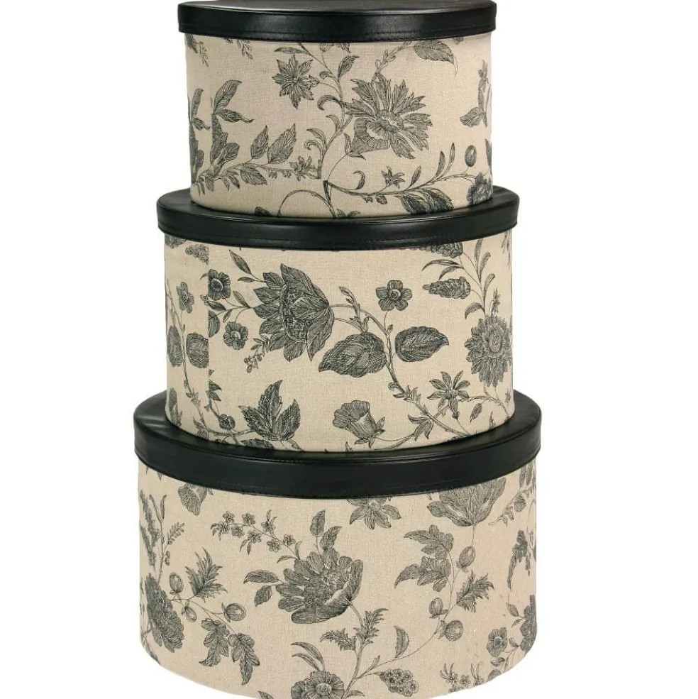 Household Essentials Round Hat Boxes with Lids (Floral)