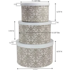 Household Essentials Round Hat Boxes with Lids (Olive)