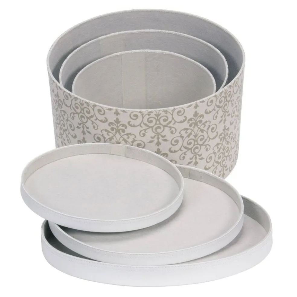 Household Essentials Round Hat Boxes with Lids (Olive)