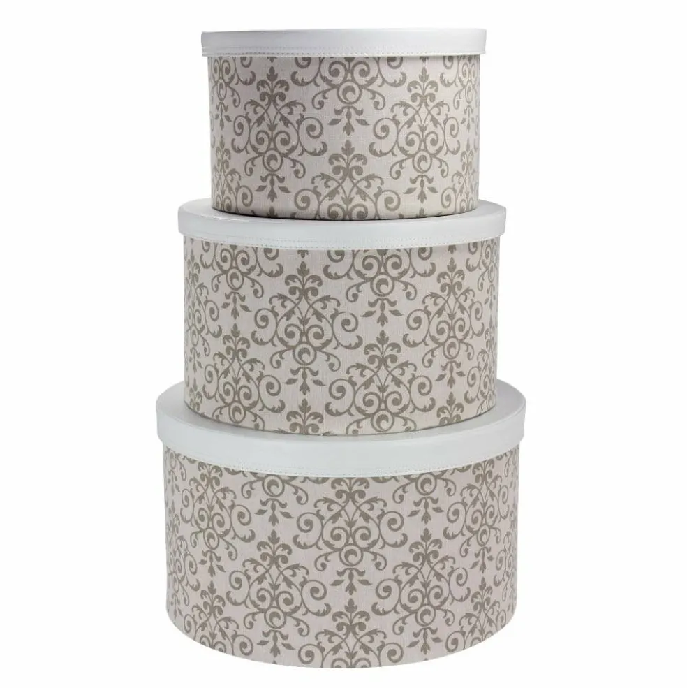 Household Essentials Round Hat Boxes with Lids (Olive)