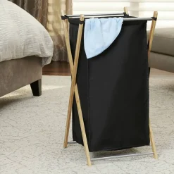Household Essentials Small Black Collapsible X-Frame Laundry Basket