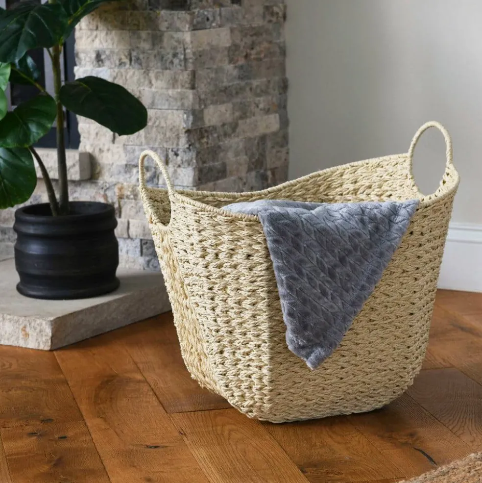 Household Essentials 17.5" Woven Paper Rope Basket with Handles