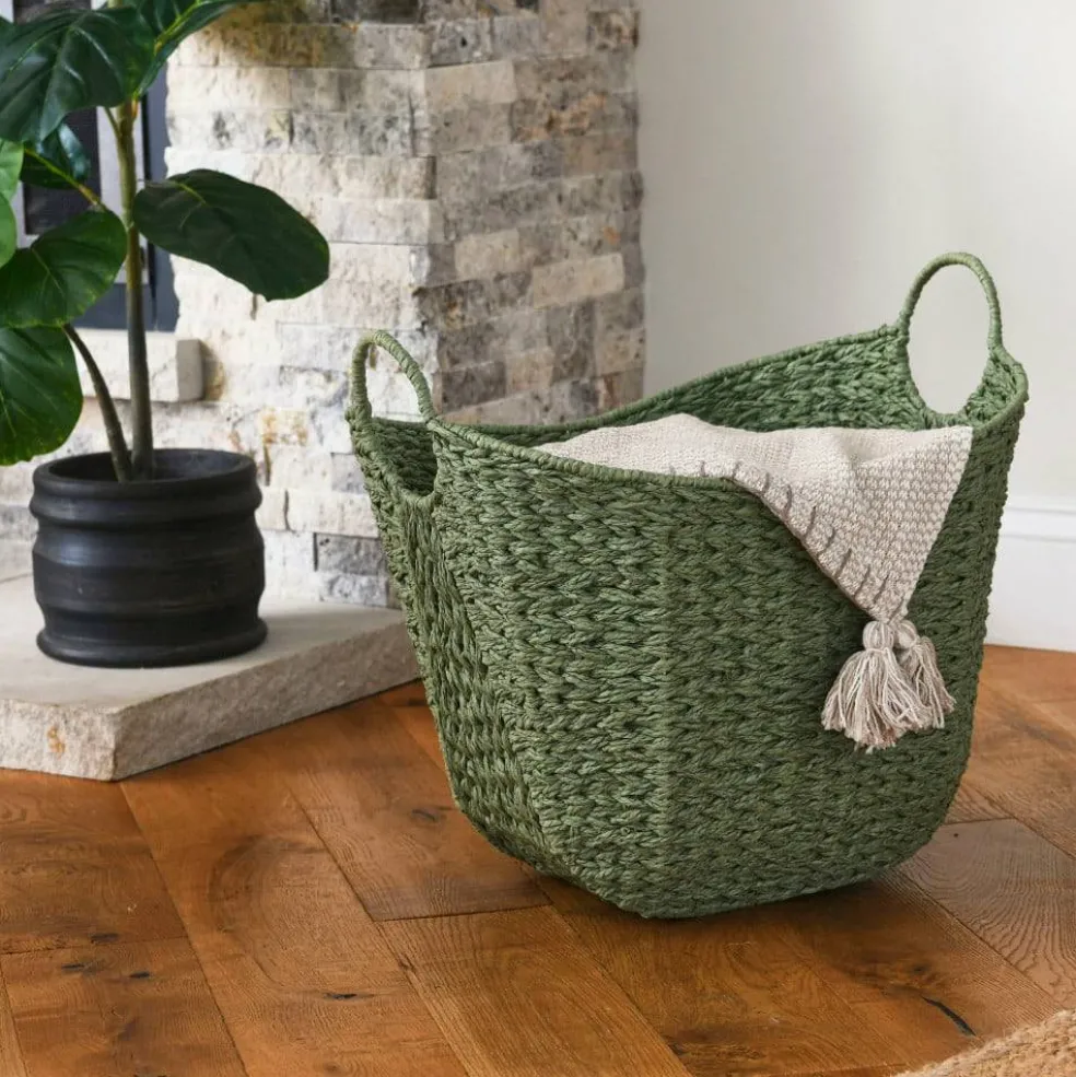 Household Essentials 17.5" Woven Paper Rope Basket with Handles