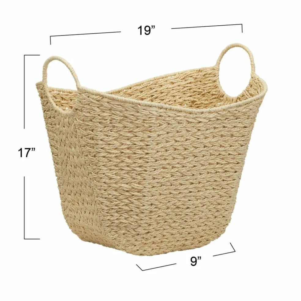 Household Essentials 17.5" Woven Paper Rope Basket with Handles