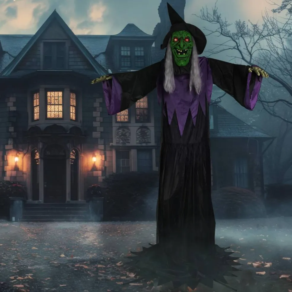 Huge Lighted and Animated Talking Witch Commercial Outdoor Halloween Decoration - 15'