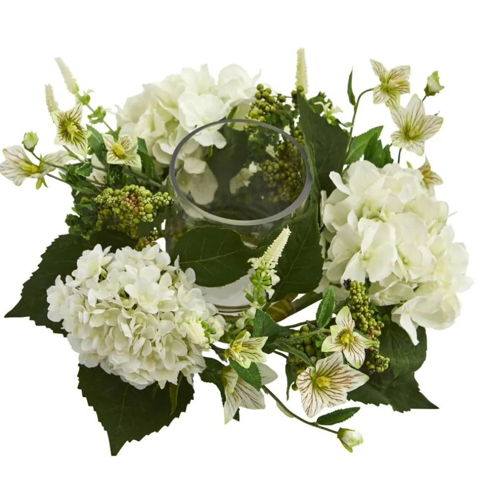 6" Hydrangea Artificial Arrangement Candelabrum
