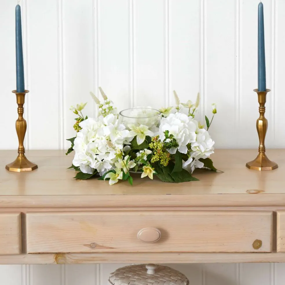 6" Hydrangea Artificial Arrangement Candelabrum