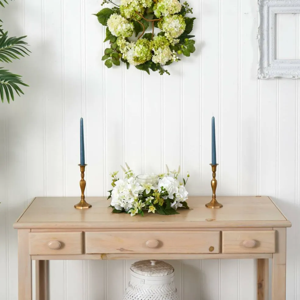6" Hydrangea Artificial Arrangement Candelabrum