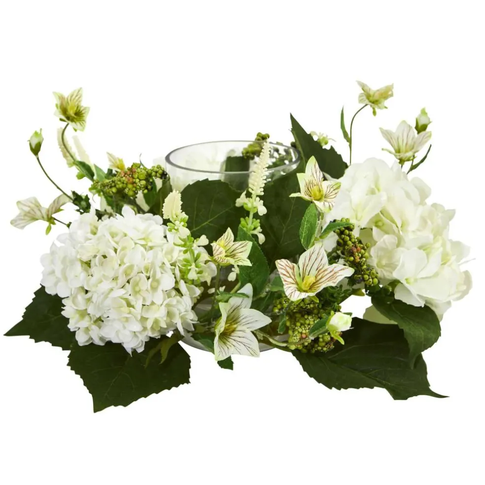 6" Hydrangea Artificial Arrangement Candelabrum