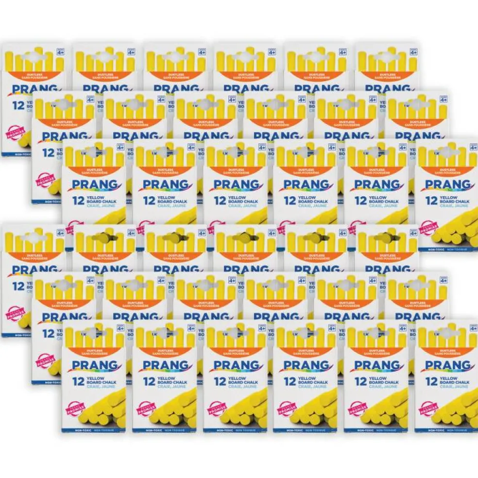 Hygieia® Dustless Board Chalk, Yellow, 12 Per Pack, 36 Packs