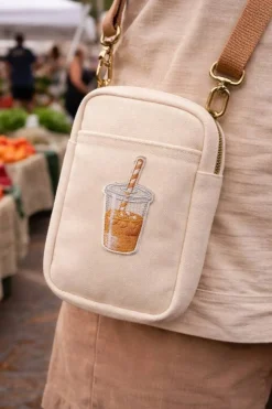 Iced Coffee, Drinks, Embroidered, Iron on Patch