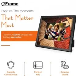 iFrame Commemorative Football Sports Athletics Frame I Fits 5x7 Photograph, Real Wood Black Finish, Desktop, Table Or Wall Mount I Shatterproof Plexiglass I Made in the USA