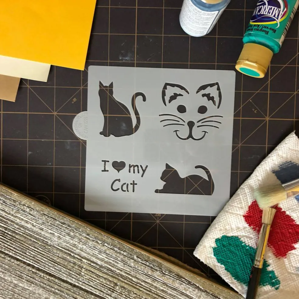 I Love My Cat Cookie & Craft Stencil | CM028 by Designer Stencils |
