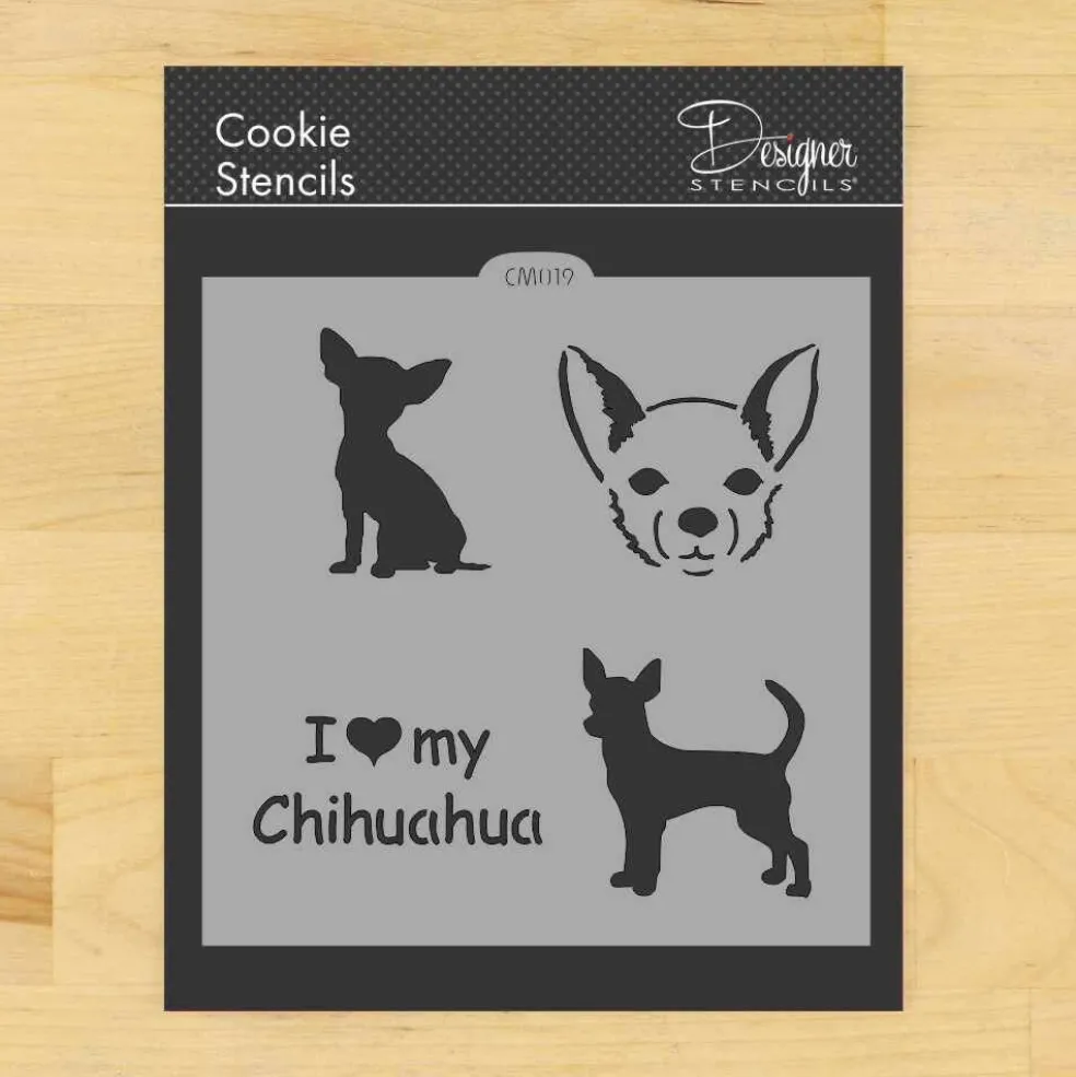 I Love My Chihuahua Cookie & Craft Stencil | CM019 by Designer Stencils | Cookie Decorating Tools |