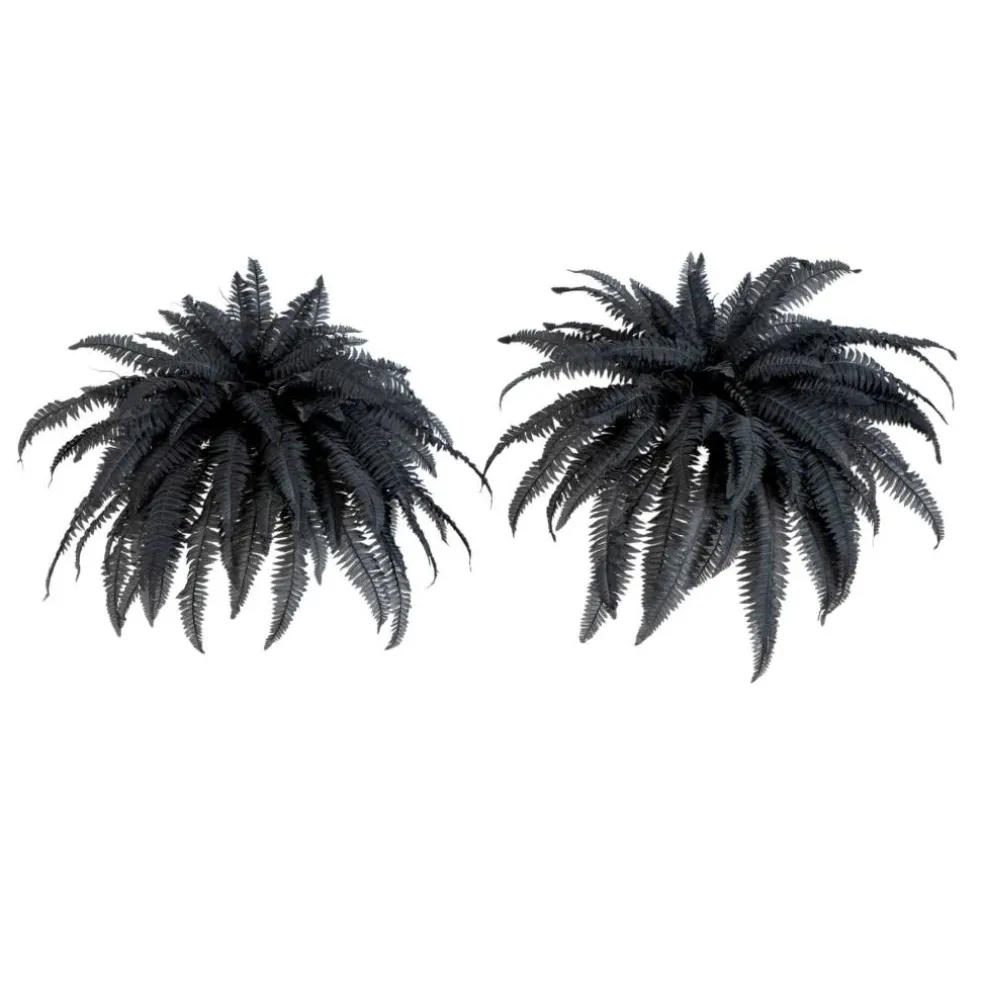 48in. Artificial Halloween Black Boston Fern - Set of 2