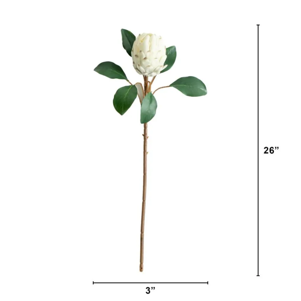 26in. Artificial King Protea Flower Stems - Set of 4