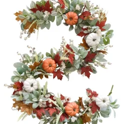 70-Inch Autumn Pumpkin Maple Leaf Garland