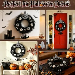 24 Inch Black Gothic Witch Halloween Wreath