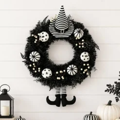 24 Inch Black Gothic Witch Halloween Wreath