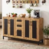 63 Inch Buffet Sideboard Cabinet with 3 Drawers and Double Door Storage Cabinets Modern Kitchen Storage Organizer Console Table