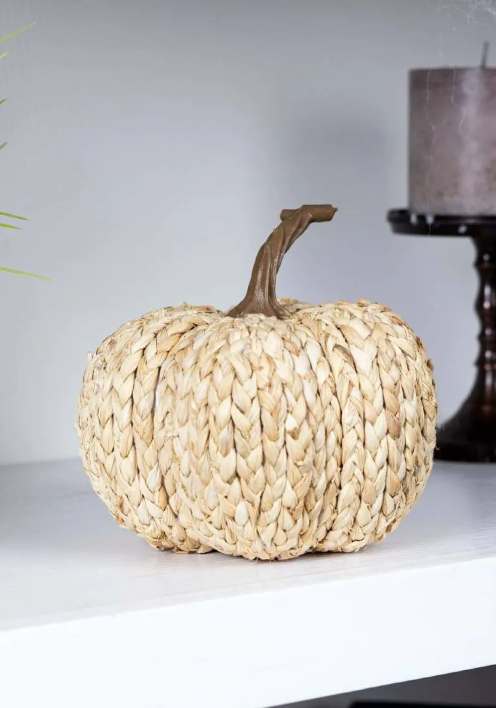 5-Inch Cornpeel White Pumpkin Decoration