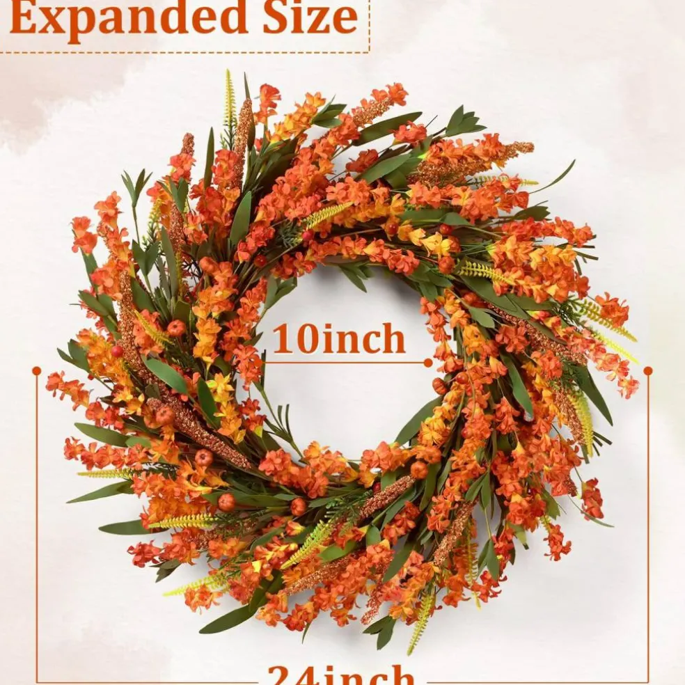24 Inch Fall Wreaths for Front Door Outside