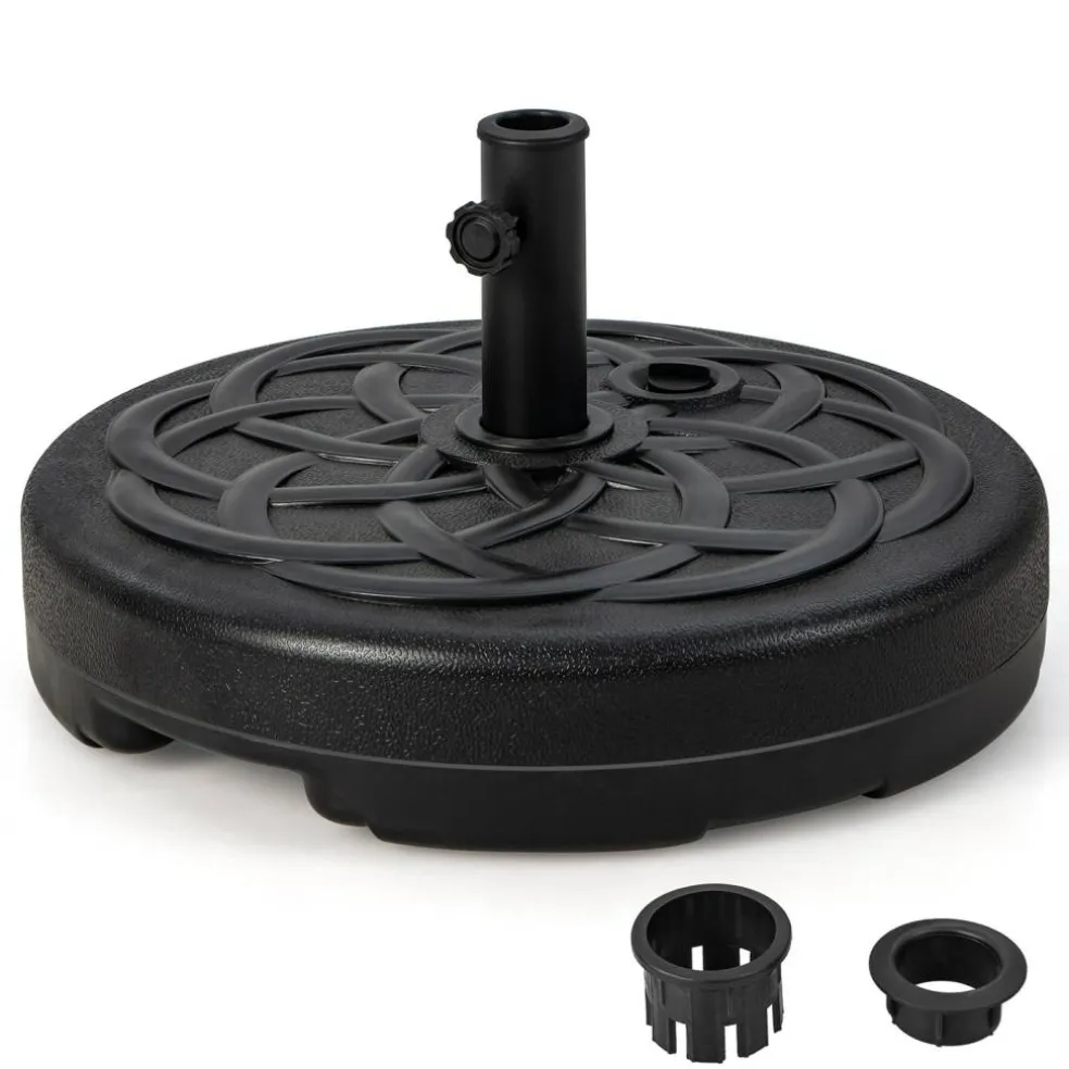 22 Inch Fillable Heavy-Duty Round Patio Umbrella Base Stand with Metal Pole
