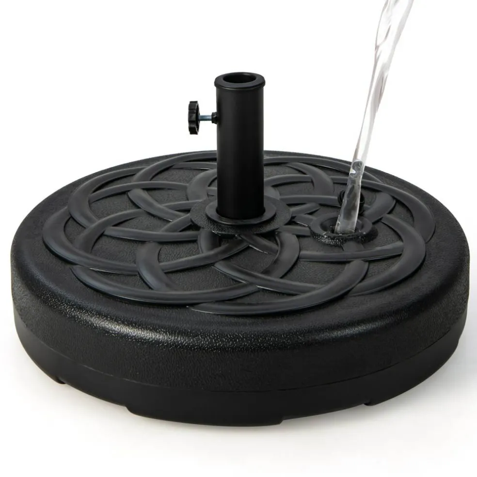 22 Inch Fillable Heavy-Duty Round Patio Umbrella Base Stand with Metal Pole