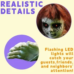 40 Inch Halloween Crawling Zombie Animatronic, Sound & Touch Activated Groundbreaker Zombie with Light Up Red Eyes & Scary Voice, Battery Powered Outdoor Yard Graveyard Prop for Haunted House Decor