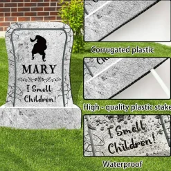 17 Inch Halloween Tombstones Decorations Outdoor, 4 Pack Witch-Themed Yard Signs with Stakes, Waterproof Graveyard Headstones, Scary Halloween Yard Decor for Lawn, Garden, Porch & Party