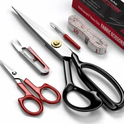 9 Inch Heady Duty Scissors for Fabric Cutting Professional Ultra Sharp Cloth Tailor Scissors Multipurpose Utility Dressmaker Leather Titanium Scissors (9Inch)
