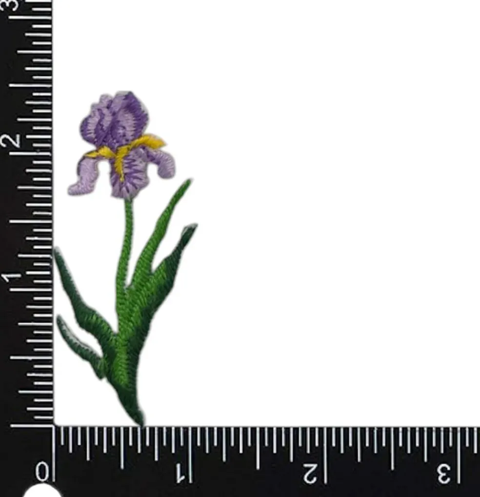 2 inch Lavender Iris Flower Embroidered, Iron on Patch