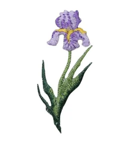 2 inch Lavender Iris Flower Embroidered, Iron on Patch