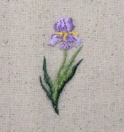 2 inch Lavender Iris Flower Embroidered, Iron on Patch