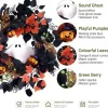 20-Inch Lighted Ghost Pumpkin Halloween Wreath