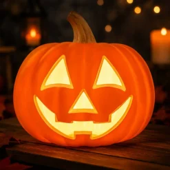 9 Inch Light-Up Misting Pumpkin Halloween Jack-O-Lantern