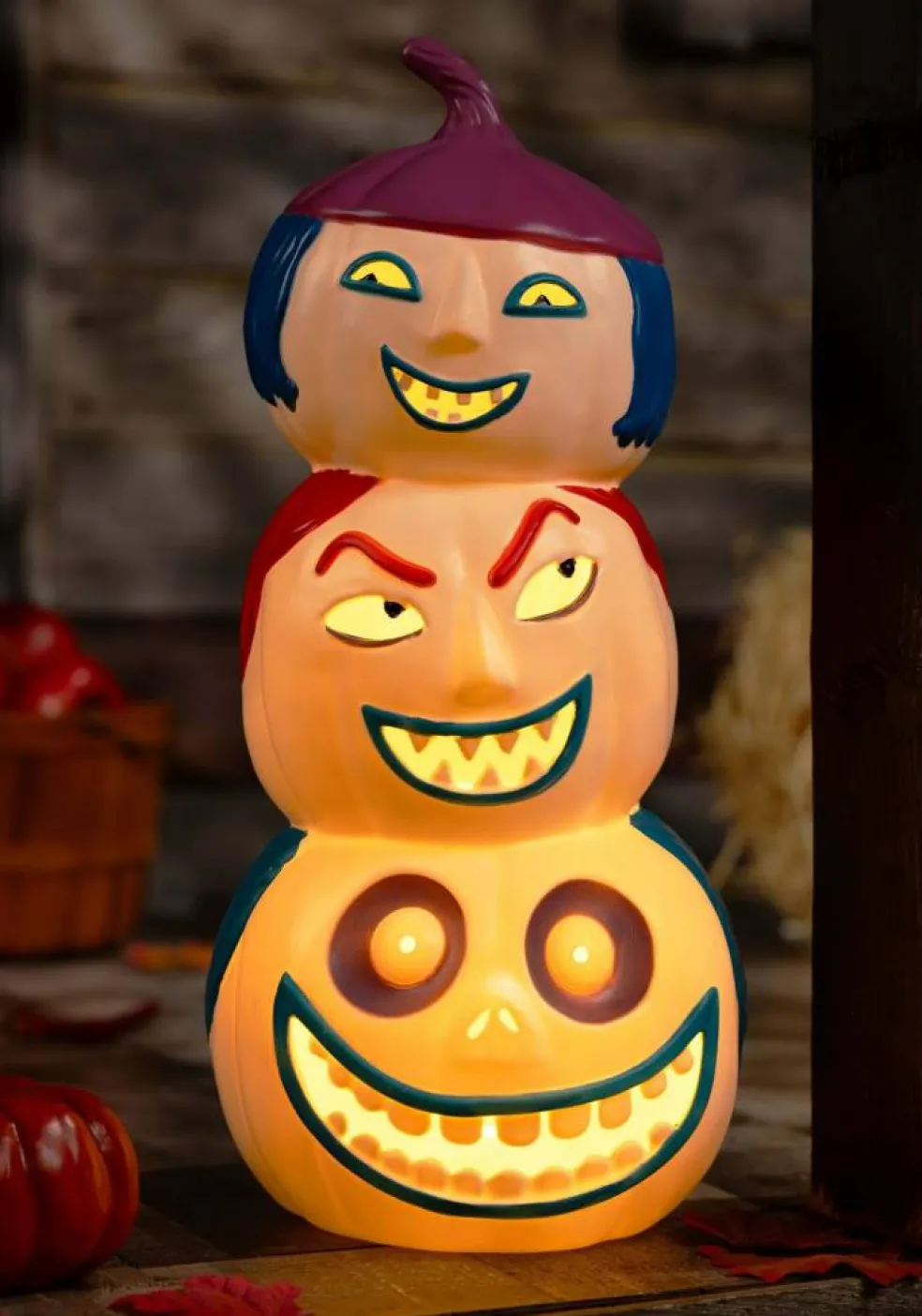 18 Inch Lock, Shock and Barrel Light-Up Pumpkins Decoration