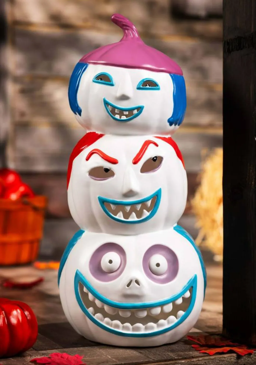 18 Inch Lock, Shock and Barrel Light-Up Pumpkins Decoration