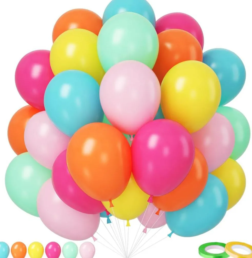 12 Inch 50pcs Multicolor Rainbow Balloon(Multicolors)