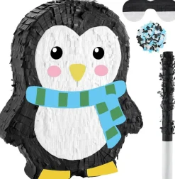 Inch Penguin Piñata Winter Penguin Party Supplies Candy Animal Piñata with Stick Confetti and Blindfold Gift