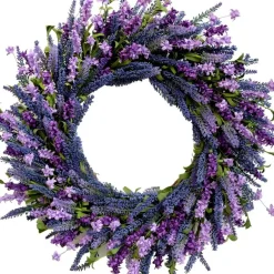 26 Inch Purple Lavender Wreath for Front Door, Spring Summer Forsythia Floral Wreath, Large Farmhouse Door Wreath for Indoor Outdoor Home Wedding Wall Decoration