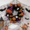 24 Inch Spooky Halloween Jack-O'-Lantern Wreath with Witch Hat Door Wall Decoration