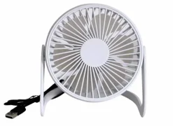 6-Inch USB Desk Fan Portable Quiet Adjustable Angle Home & Office White