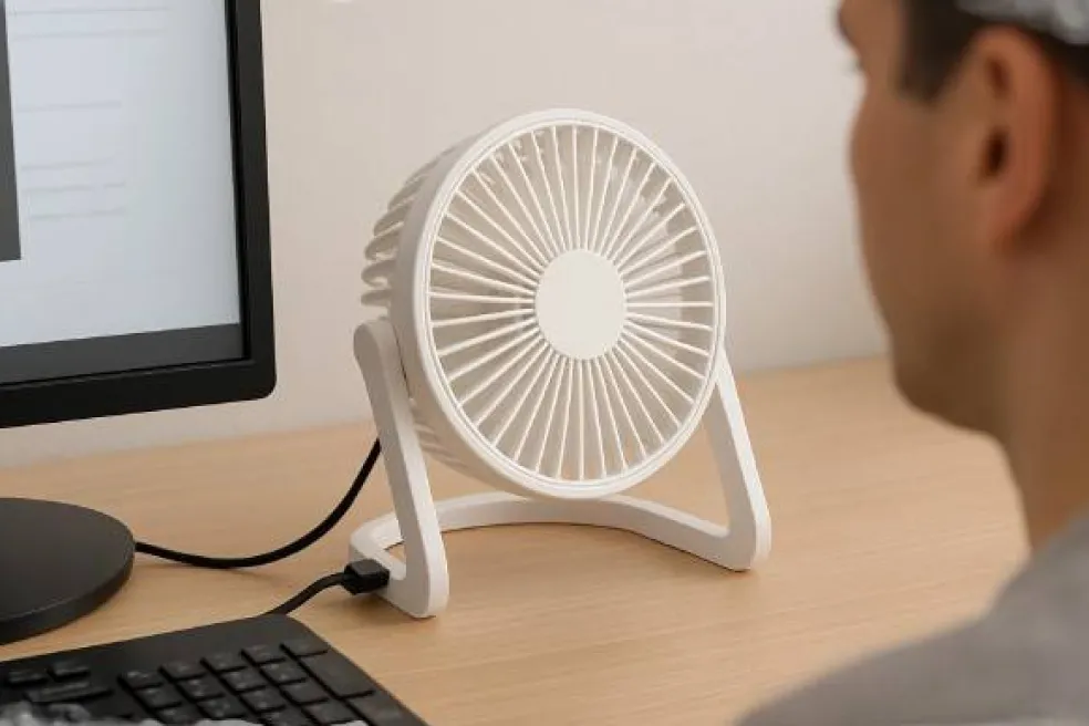 6-Inch USB Desk Fan Portable Quiet Adjustable Angle Home & Office White