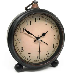 4 inch Vintage Retro Analog Alarm Clock,Super Silent Non Ticking Small Clock with Night Light, Battery Operated, Simply Design, for Living Room, Bedroom, Bedside, Desk, Gift Clock (Arabic)