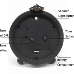 4 inch Vintage Retro Analog Alarm Clock,Super Silent Non Ticking Small Clock with Night Light, Battery Operated, Simply Design, for Living Room, Bedroom, Bedside, Desk, Gift Clock (Arabic)